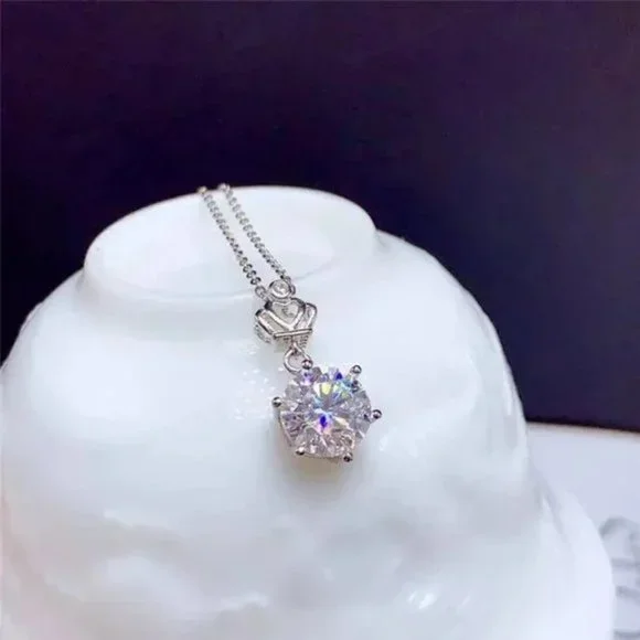 Certified 5ct. t.w. Diamond Moissanite Crown Necklace NEW - Picture 5 of 9